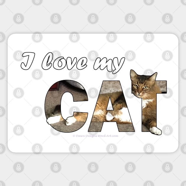 I love my cat - Somali abyssinian cat long hair cross oil painting word art Magnet by DawnDesignsWordArt